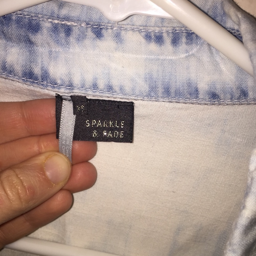 Sparkle And Fade Bleached Chambray Button Down - image 3